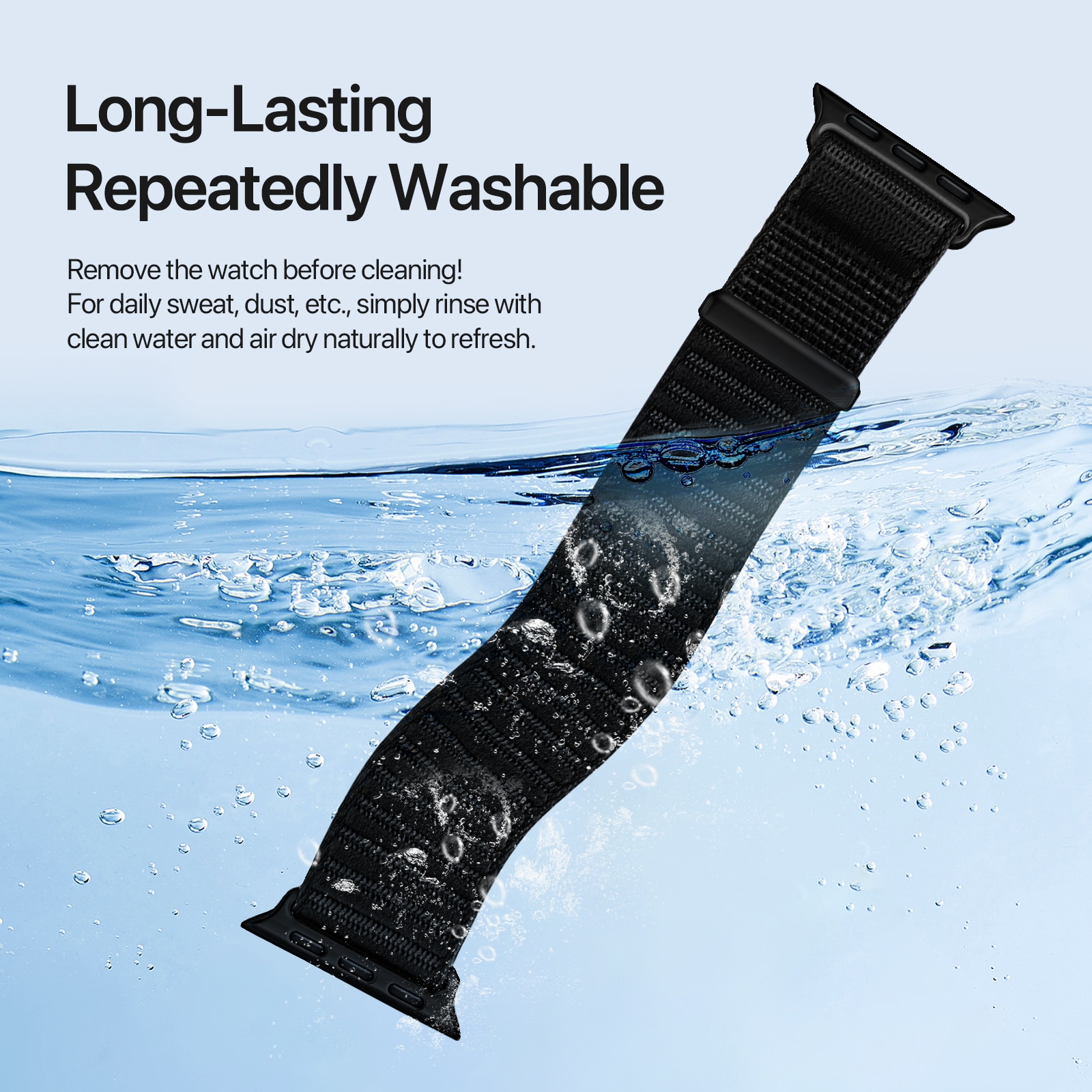 Nylon Armbånd Apple Watch Series 8 45mm Sort