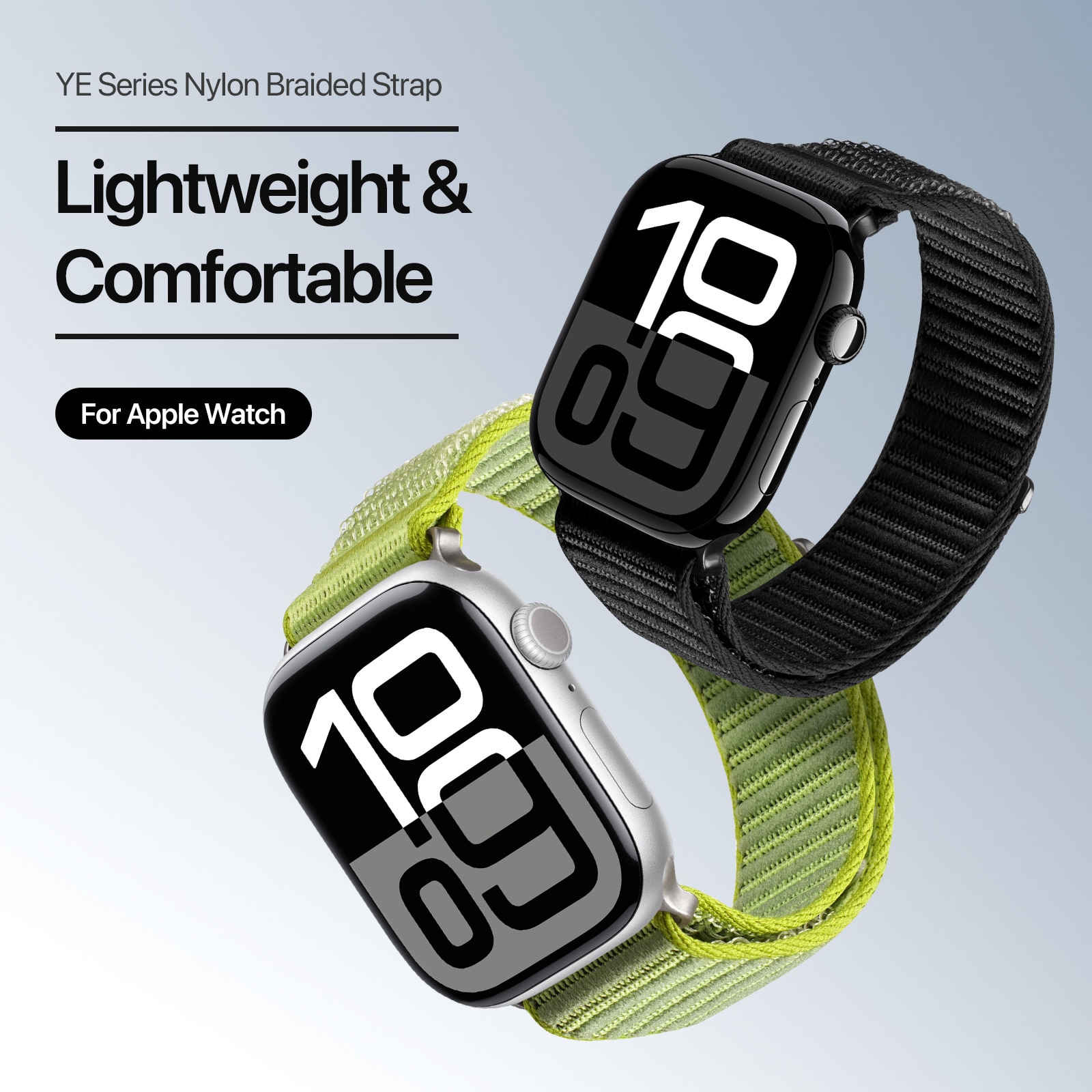 Nylon Armbånd Apple Watch Series 8 45mm Sort