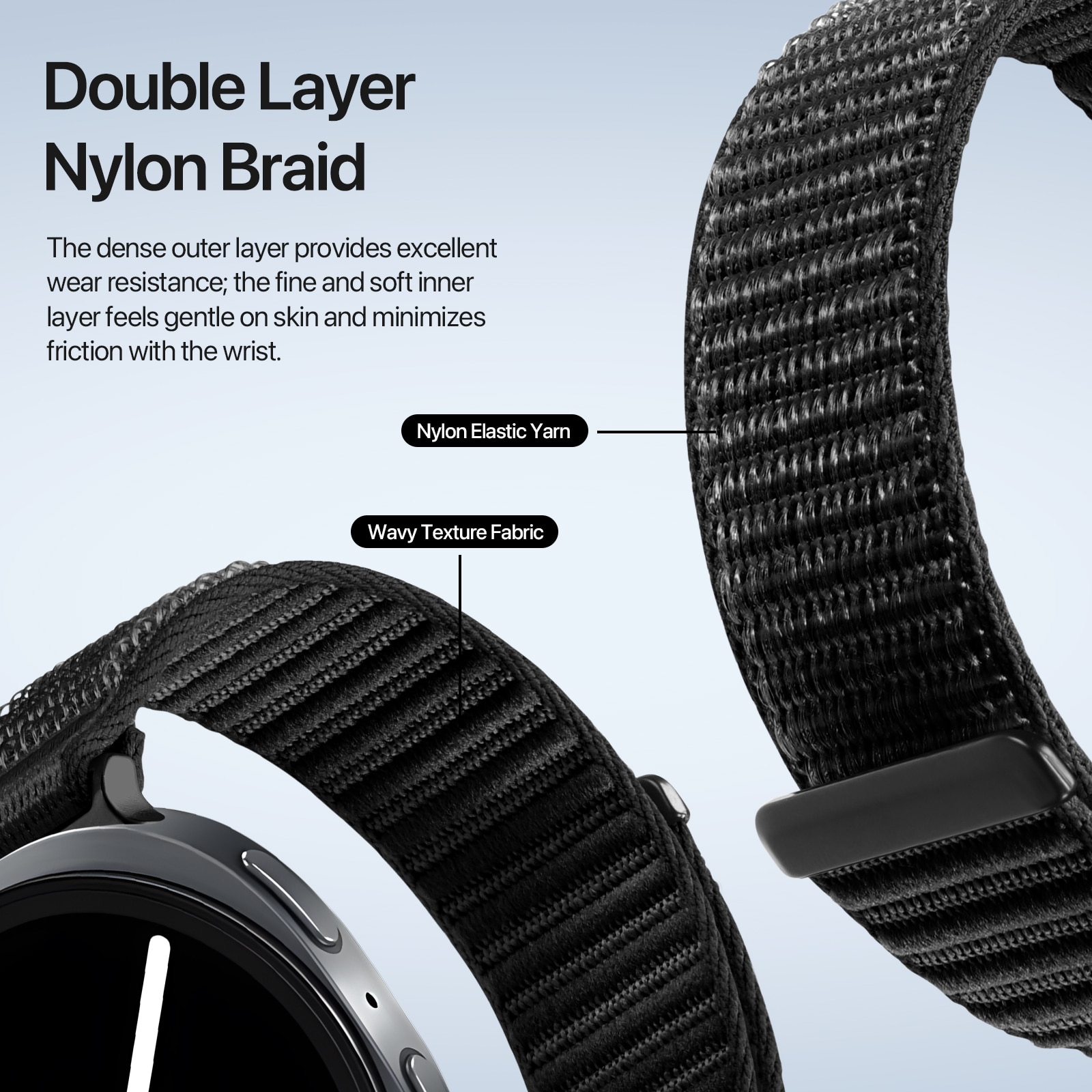 Nylon Armbånd Samsung Galaxy Watch 8 44mm Sort
