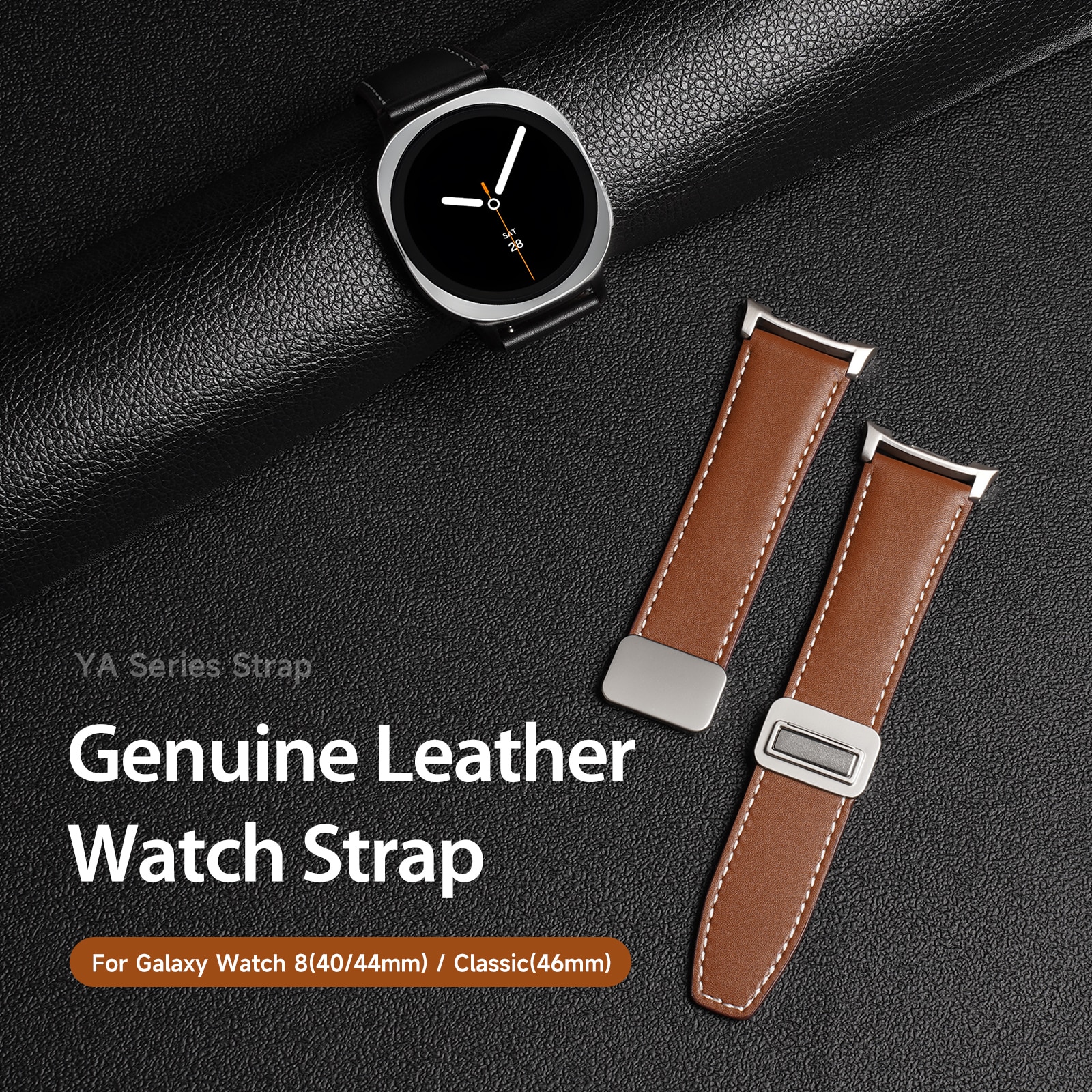 Læderrem Samsung Galaxy Watch 8 44mm Brun