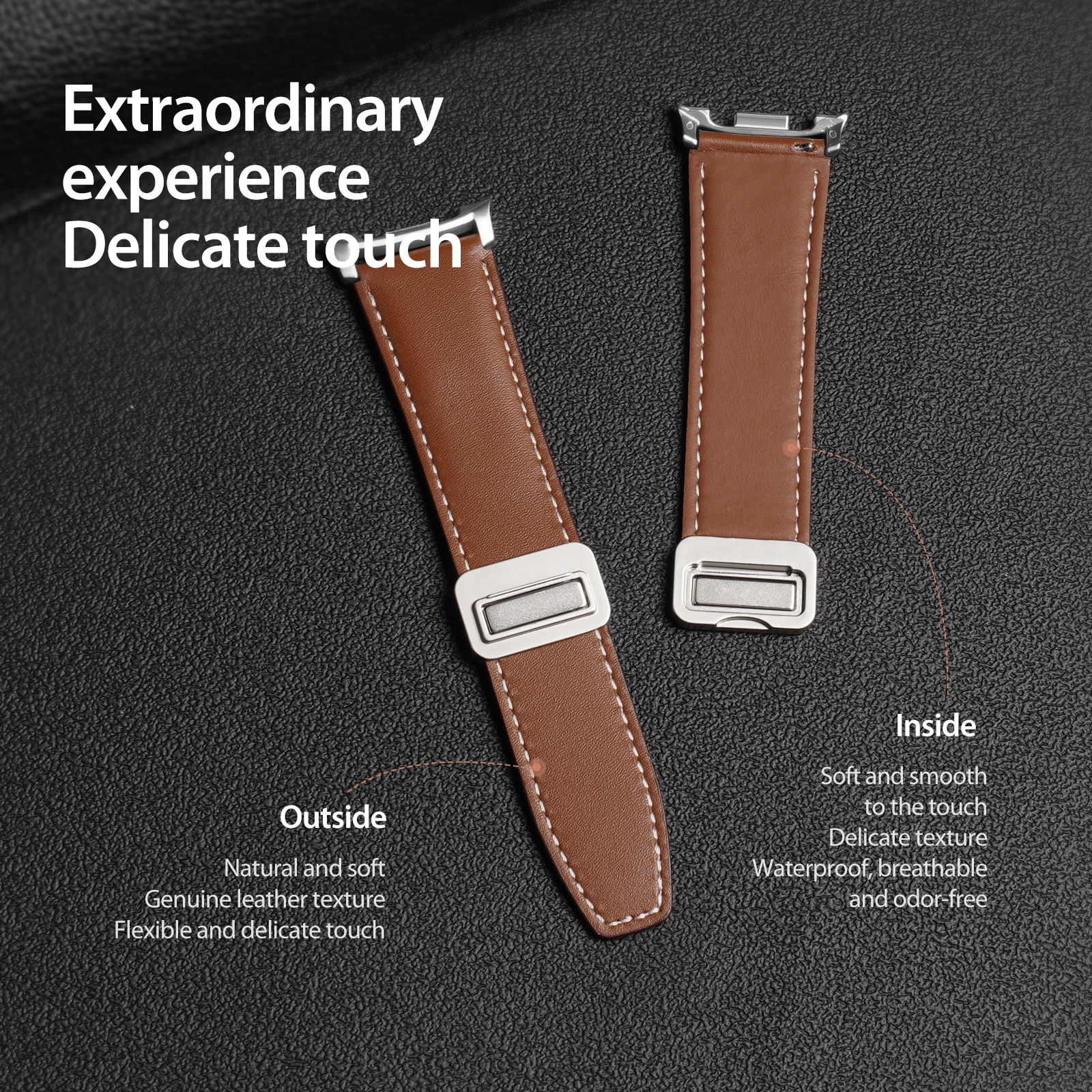 Læderrem Samsung Galaxy Watch 8 44mm Brun