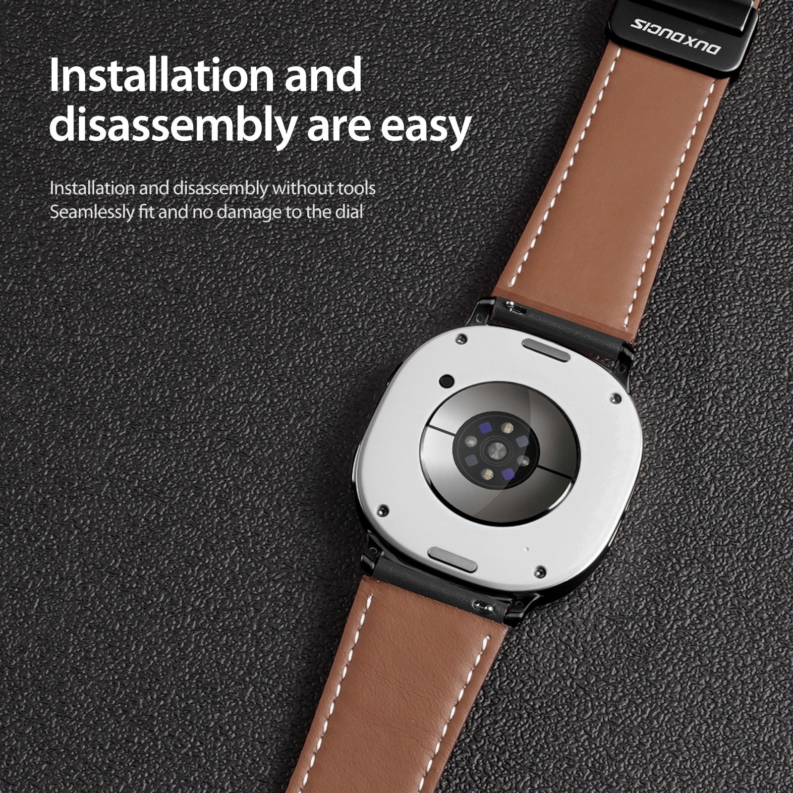 Læderrem Samsung Galaxy Watch 8 Classic Sort