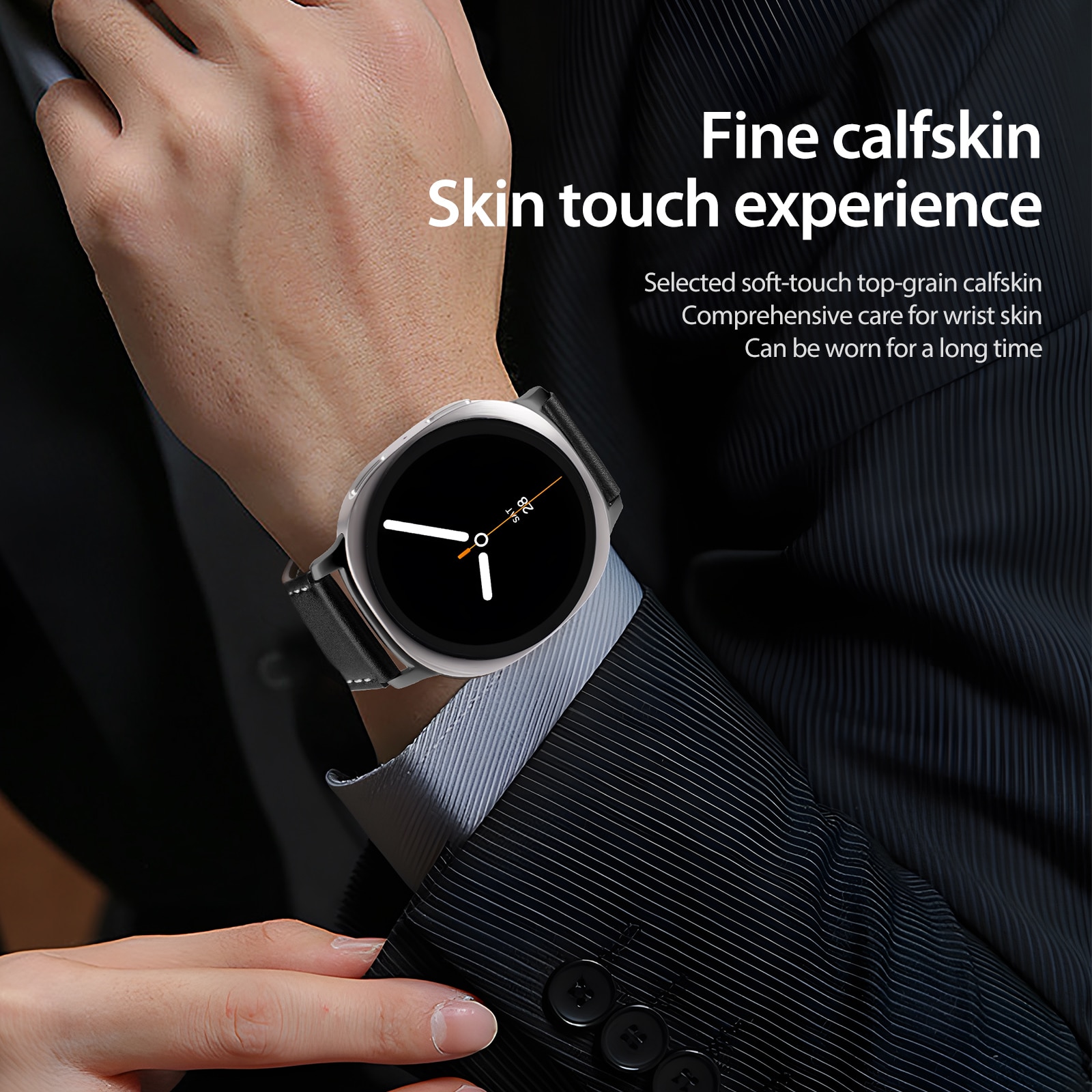 Læderrem Samsung Galaxy Watch 8 Classic Sort