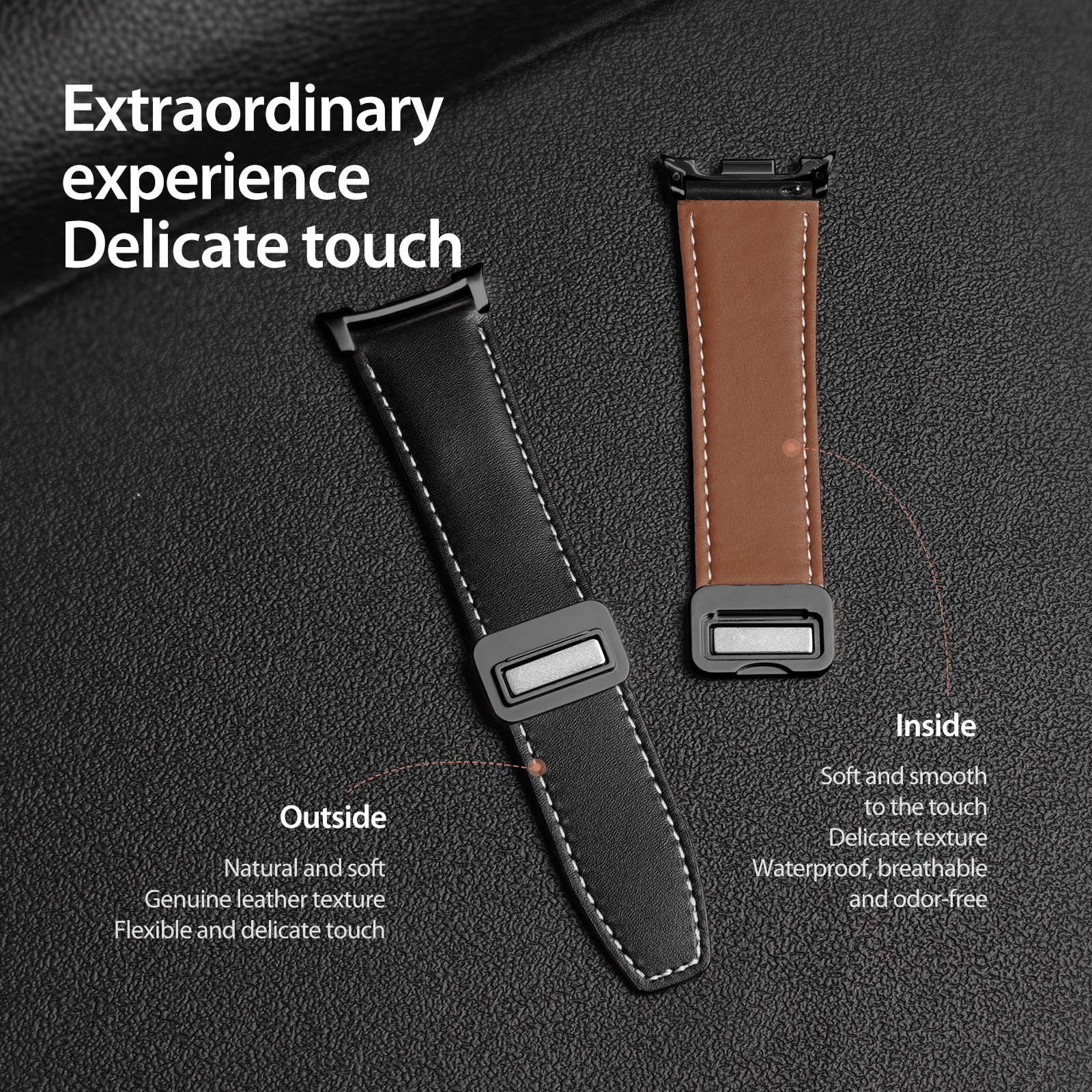 Læderrem Samsung Galaxy Watch 8 Classic Sort