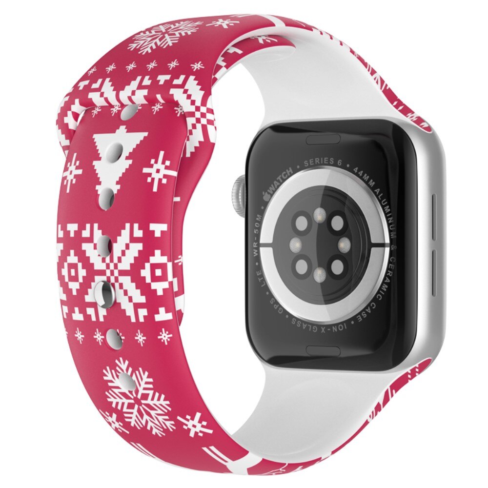Rem af silikone med Julemotiv til Apple Watch 42/44/45mm snefnug