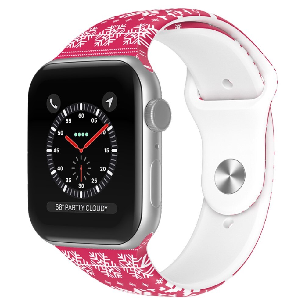 Rem af silikone med Julemotiv til Apple Watch 42/44/45mm snefnug