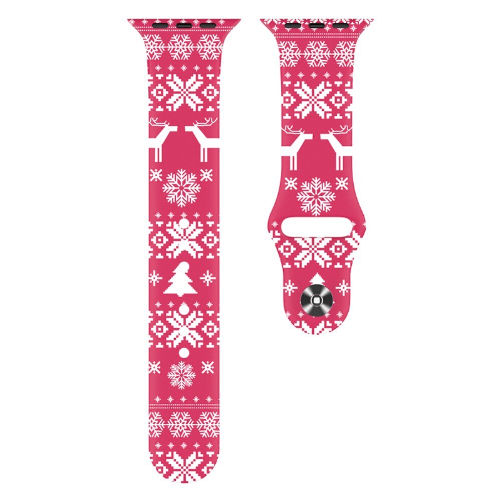 Rem af silikone med Julemotiv til Apple Watch 42/44/45mm snefnug