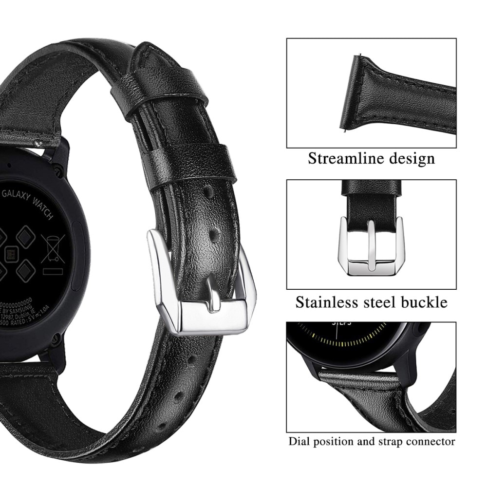 Slim Læderrem Samsung Galaxy Watch 4 Classic 42mm sort