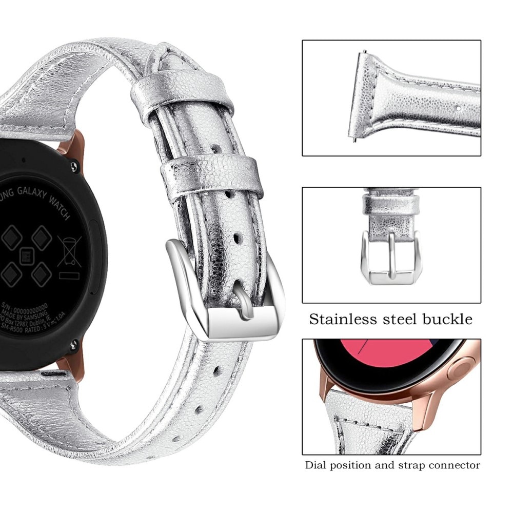Slim Læderrem Samsung Galaxy Watch 4 44mm sølv