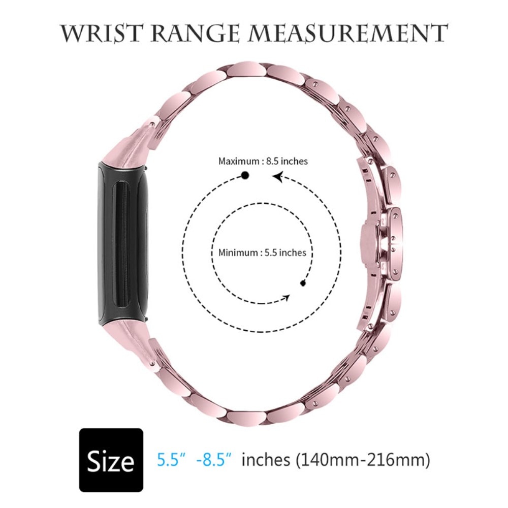 Stainless Steel Bracelet Fitbit Charge 6 Lyserød