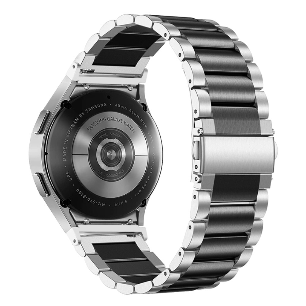 Full Fit Metalarmbånd Galaxy Watch 4 40/42/44/46 mm sort/sølv
