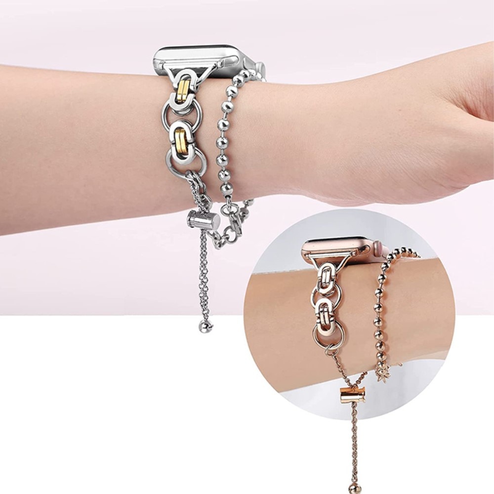 Apple Watch 44mm Metal armbånd med perler rose guld