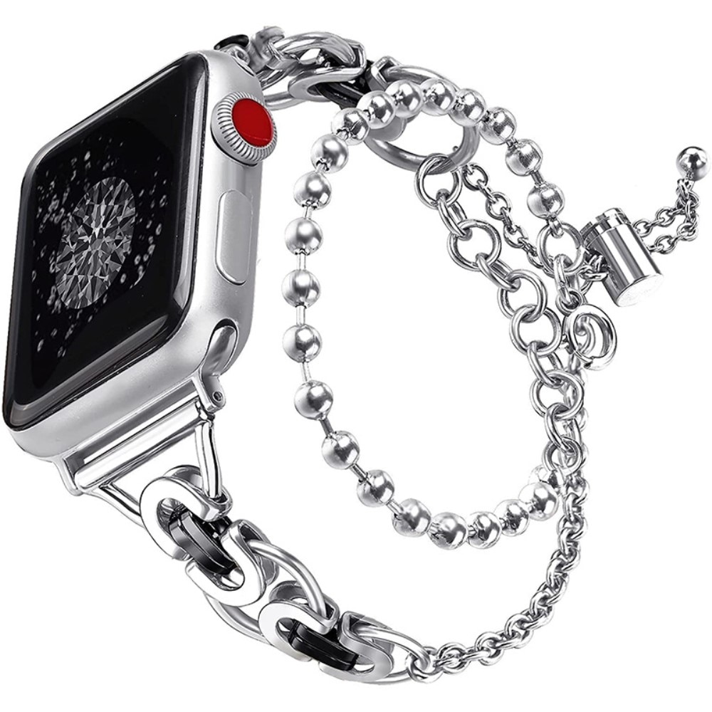 Apple Watch 38/40/41 mm Metal armbånd med perler sølv