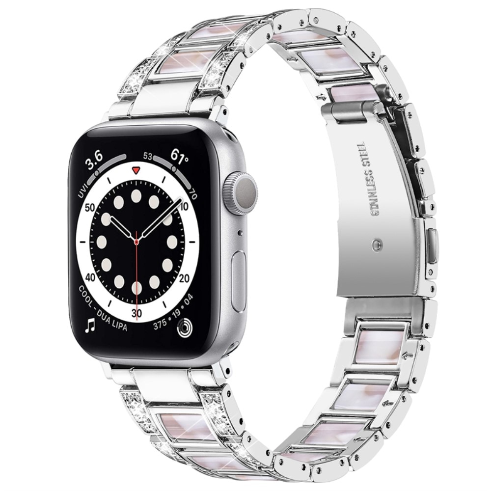 Diamond Bracelet Apple Watch 42/44/45 mm Silver Pearl