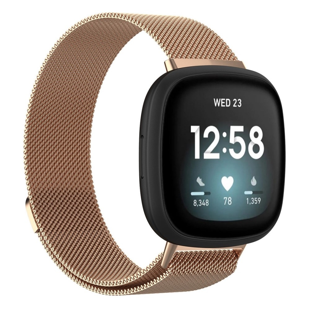 Armbånd Milanese Fitbit Versa 4 rose guld