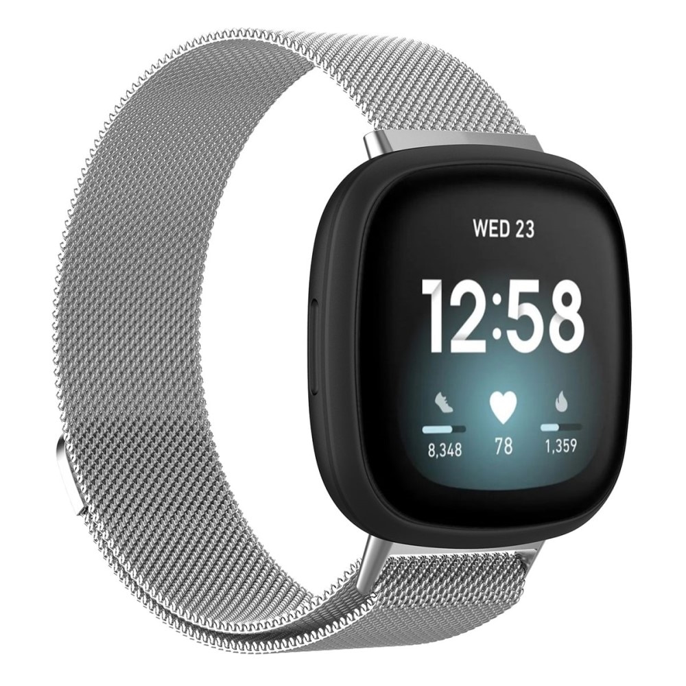 Armbånd Milanese Fitbit Versa 3/Sense sølv