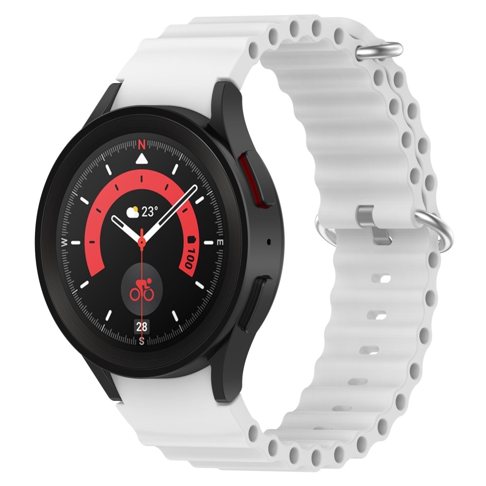 Full Fit Resistant Silikonearmbånd Samsung Galaxy Watch 5 Pro hvid