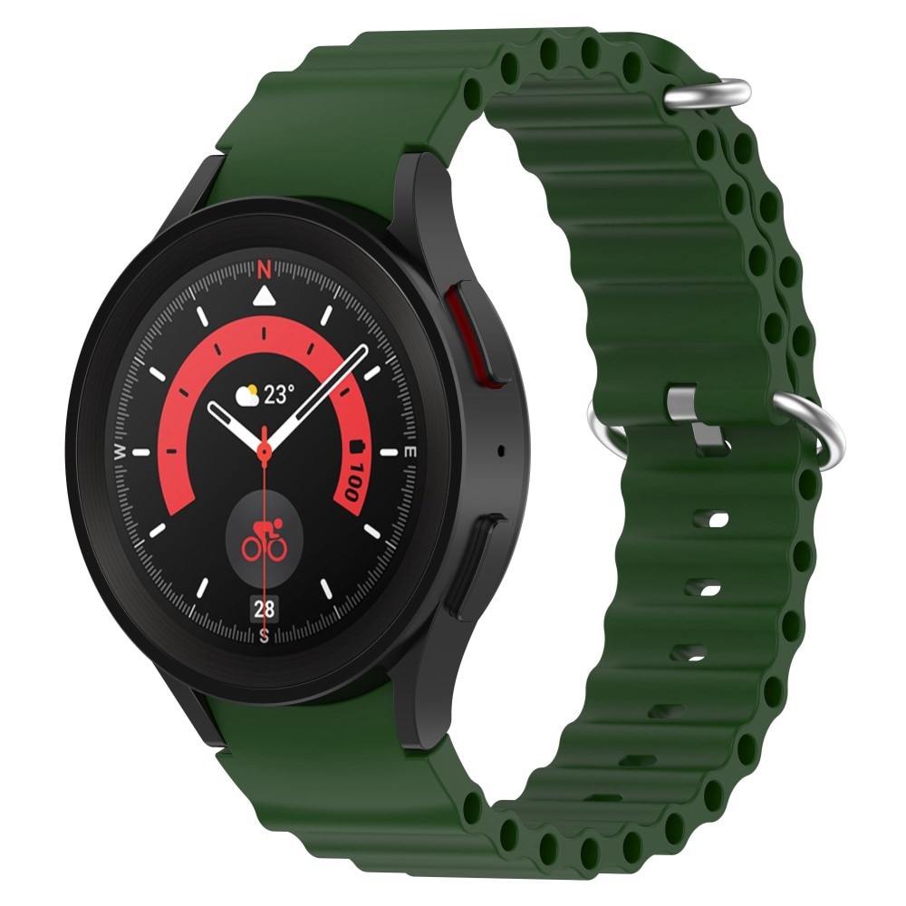 Full Fit Resistant Silikonearmbånd Samsung Galaxy Watch 4 Classic 42mm mørkegrøn