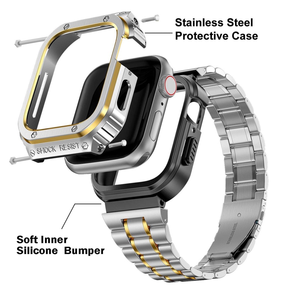 Apple Watch Ultra 49mm Full Metal Armbånd sølv/guld