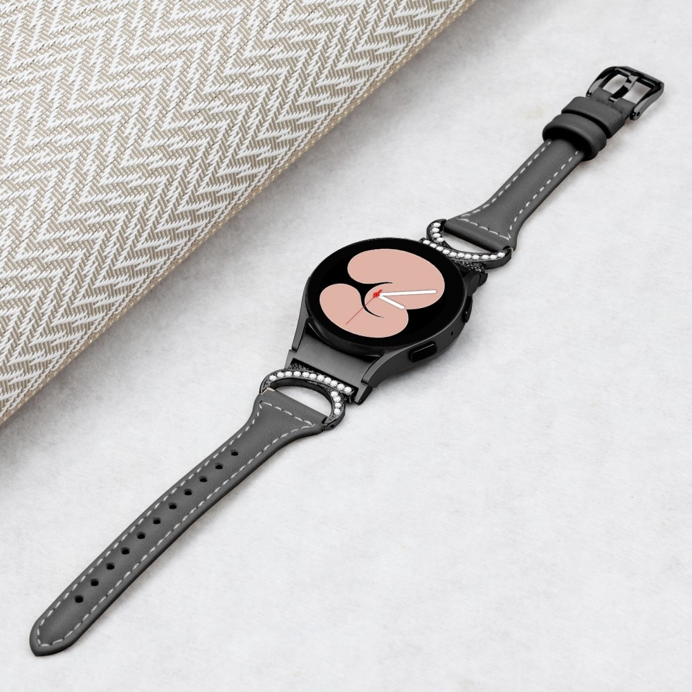 Full fit Rhinestone Læderrem Samsung Galaxy Watch 4 Classic 42mm sort