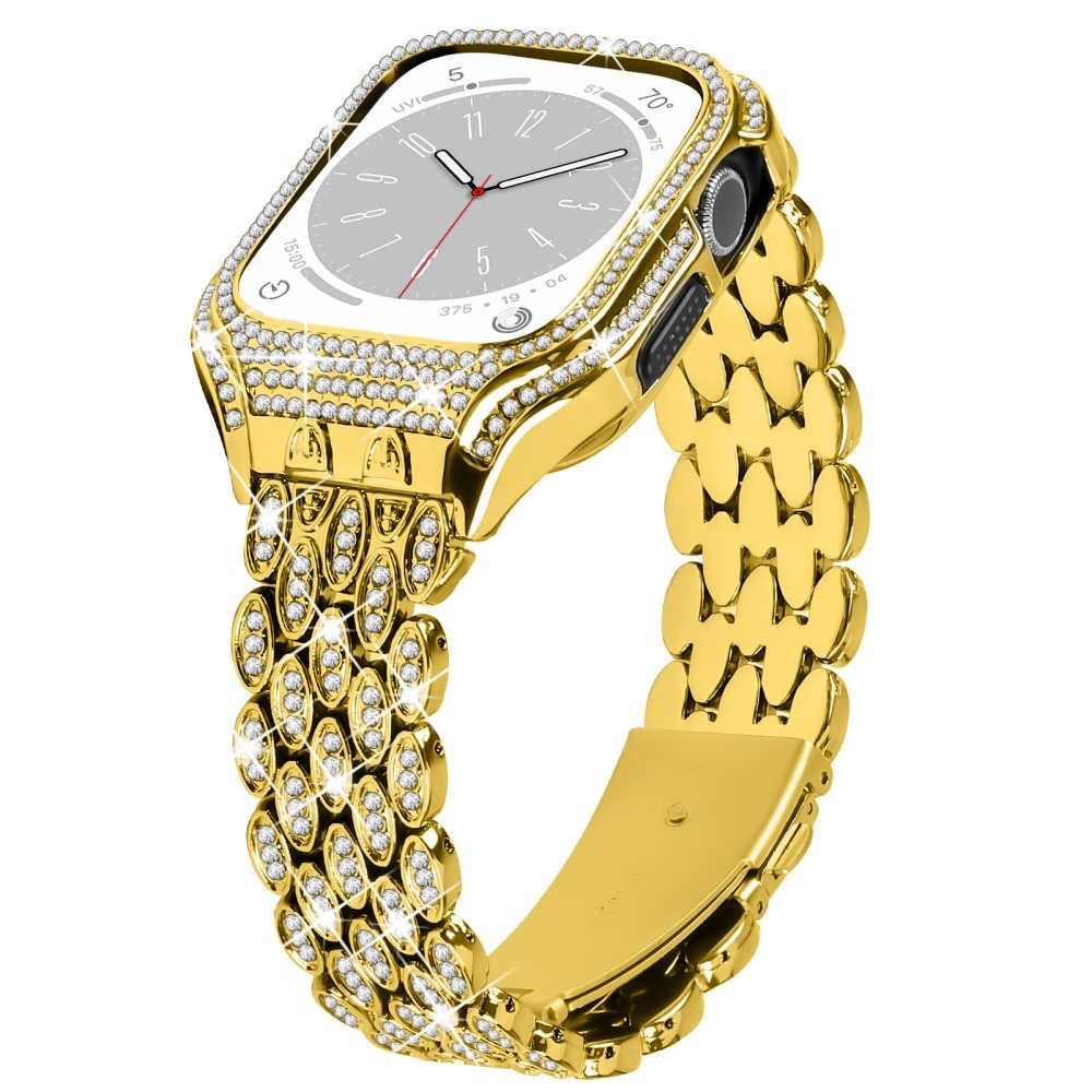 Cover + Metalarmbånd Rhinestone Apple Watch 41mm Series 9 guld