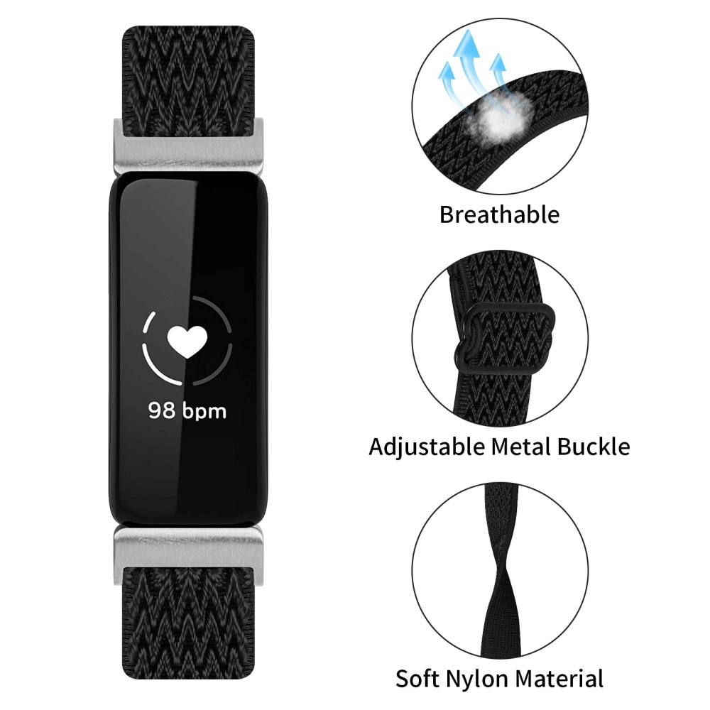 Elastiskt vævet Nylonreim Fitbit Inspire 3 sort
