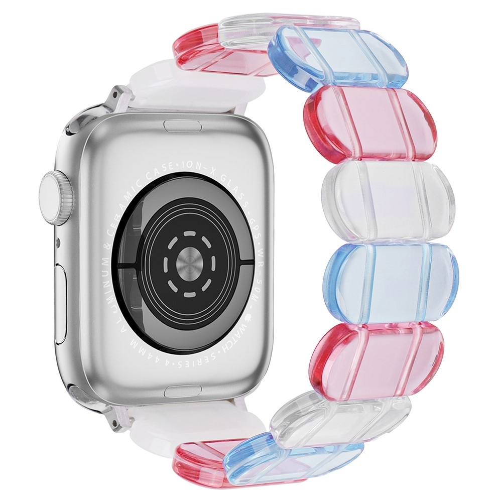 Elastiskt resinarmbånd Apple Watch SE 44mm blå/lyserød
