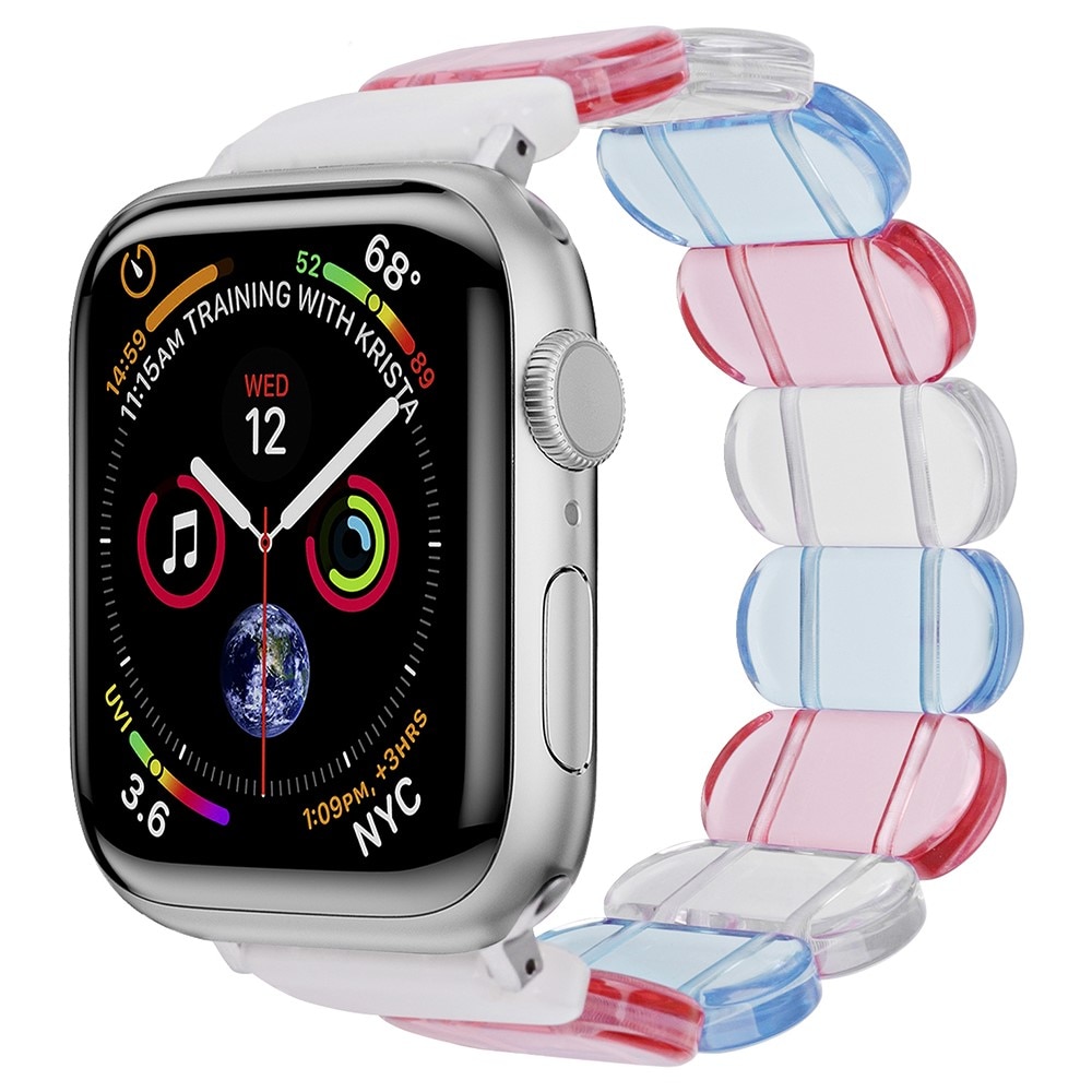 Elastiskt resinarmbånd Apple Watch 40mm blå/lyserød
