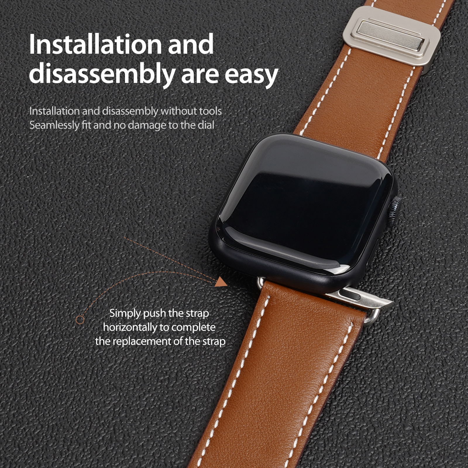 Læderrem Apple Watch Series 11 42mm Brun