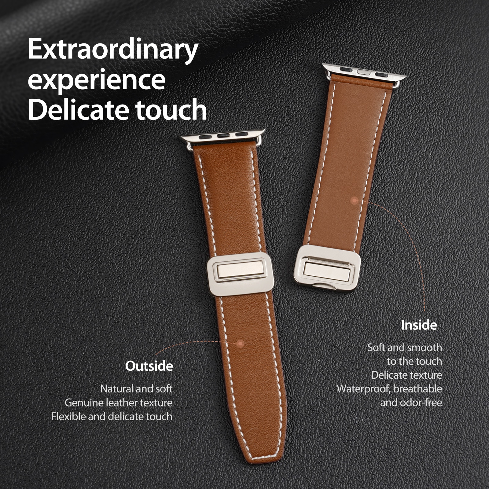 Læderrem Apple Watch Series 11 42mm Brun