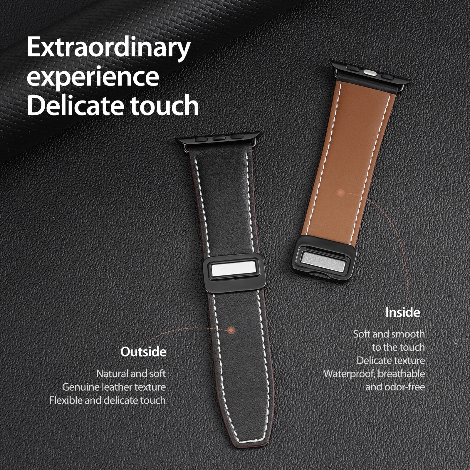 Læderrem Apple Watch Series 11 46mm Brun