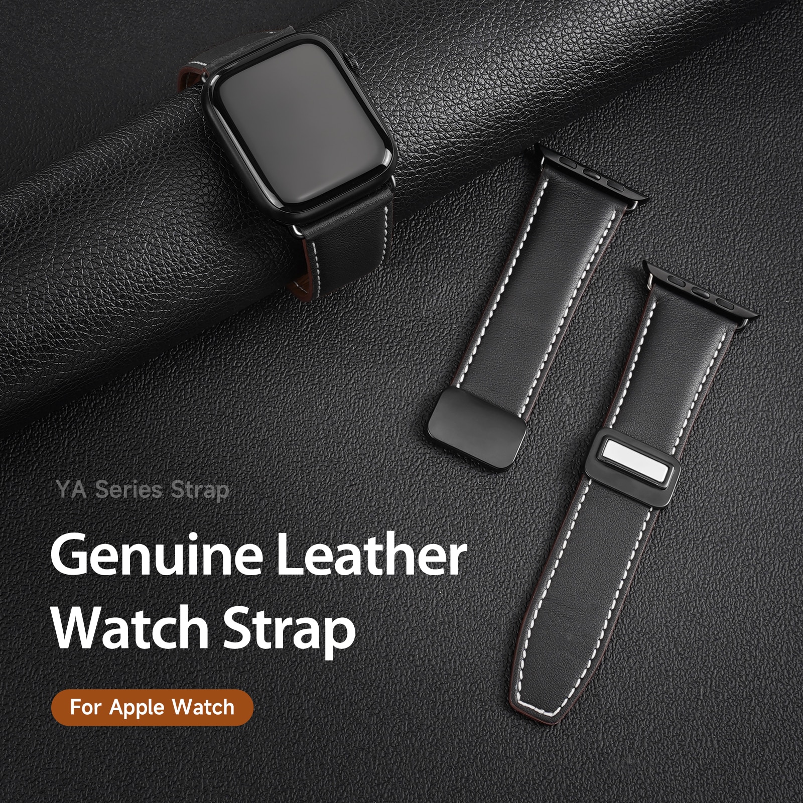 Læderrem Apple Watch Series 11 46mm Brun
