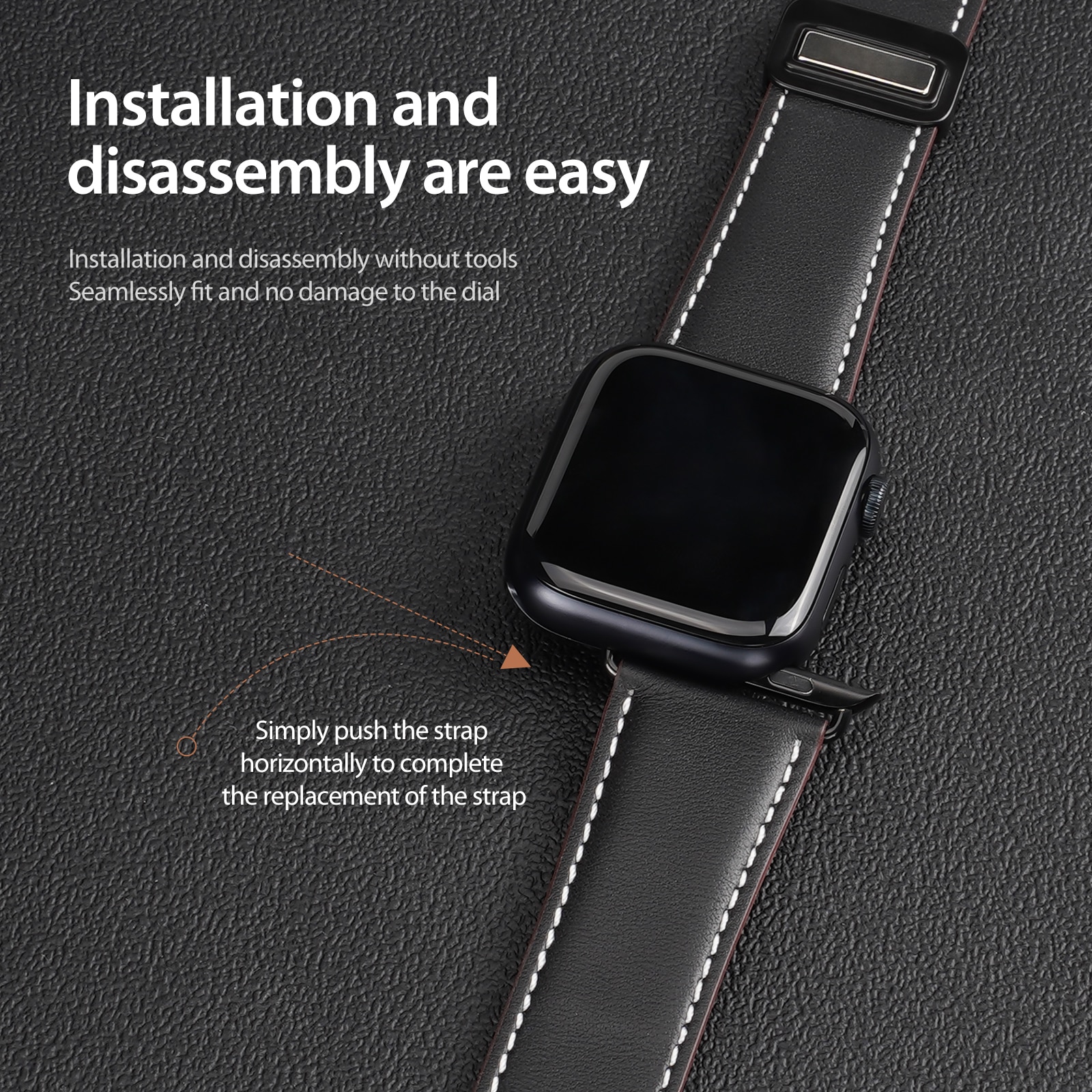 Læderrem Apple Watch Series 11 46mm Brun