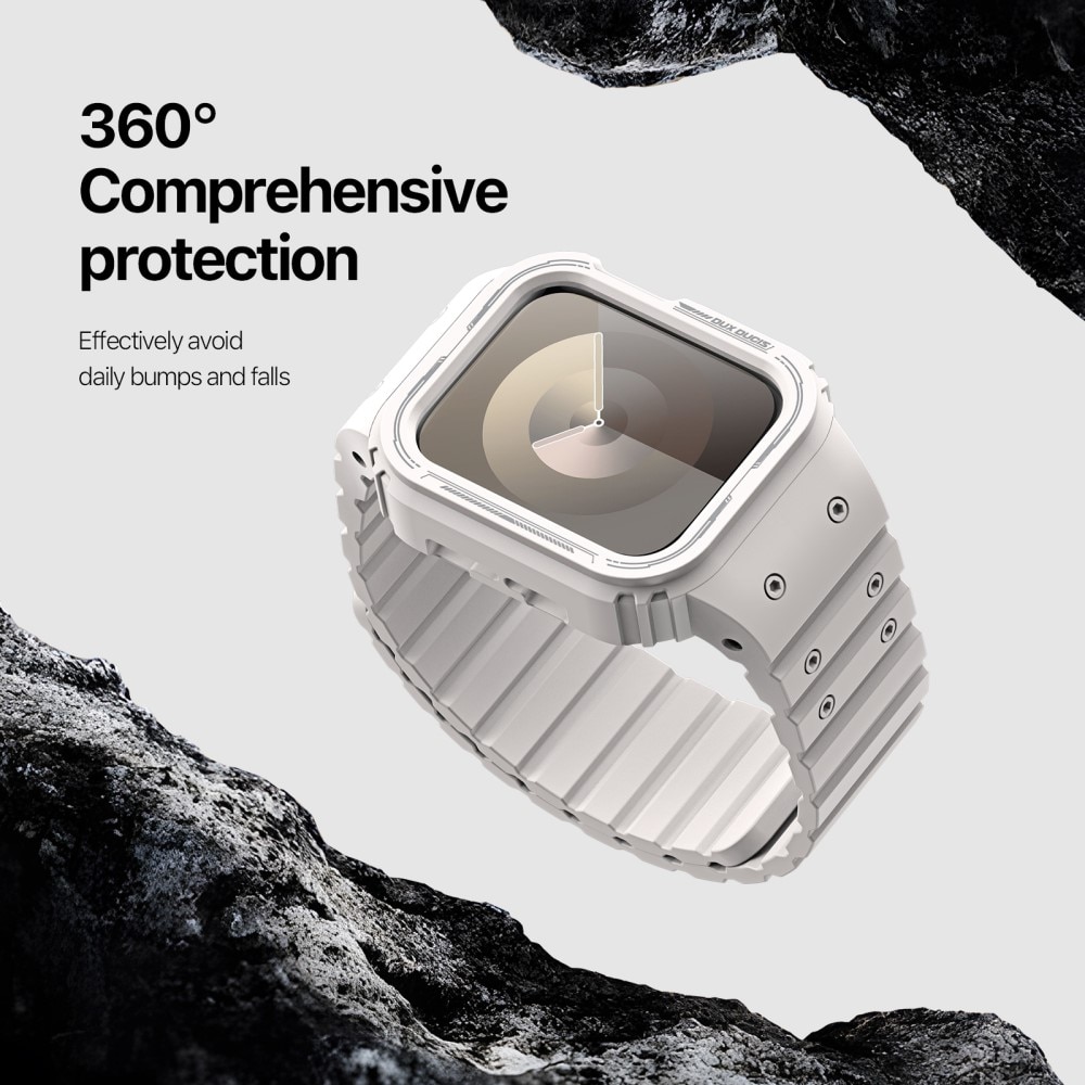 OA Series Cover + Silikonearmbånd Apple Watch 45mm Series 9 hvid