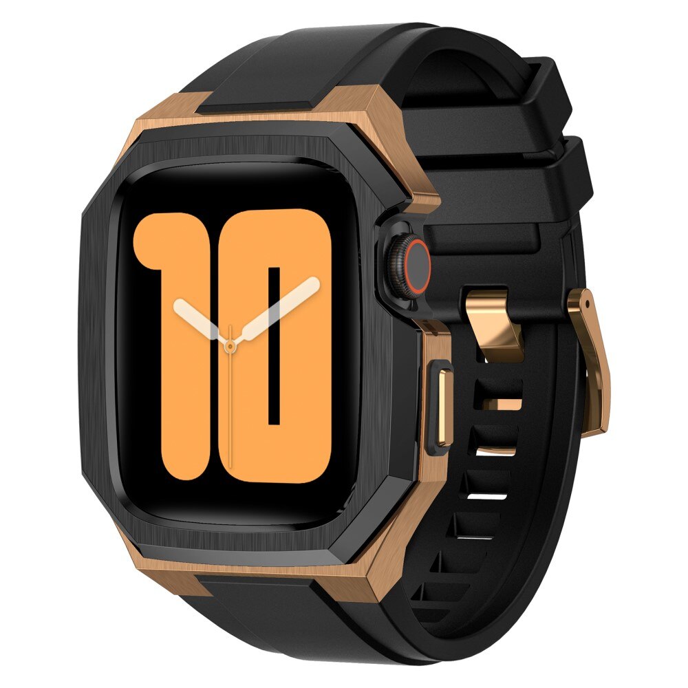 Stainless Steel Cover + Armbånd Apple Watch SE 44mm sort/guld