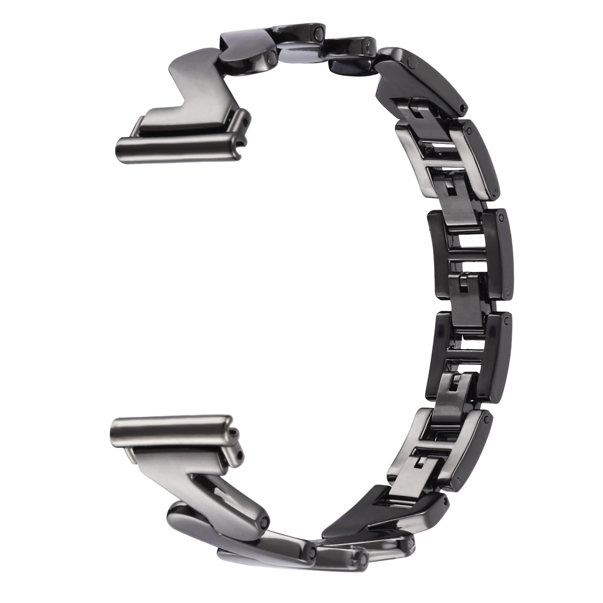 BølgetMetalarmbånd Universal 20mm sort