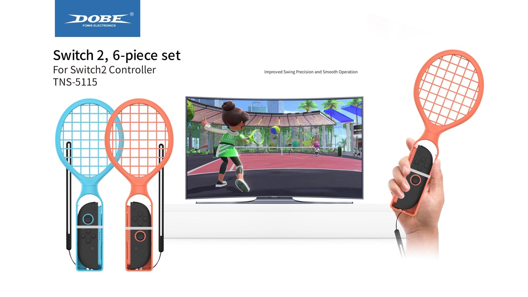 6-pack Sportstilbehør til Joy-Con Nintendo Switch 2 Blå/Rød