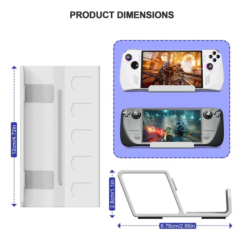 Bordstativ med kortplads til Nintendo Switch hvid