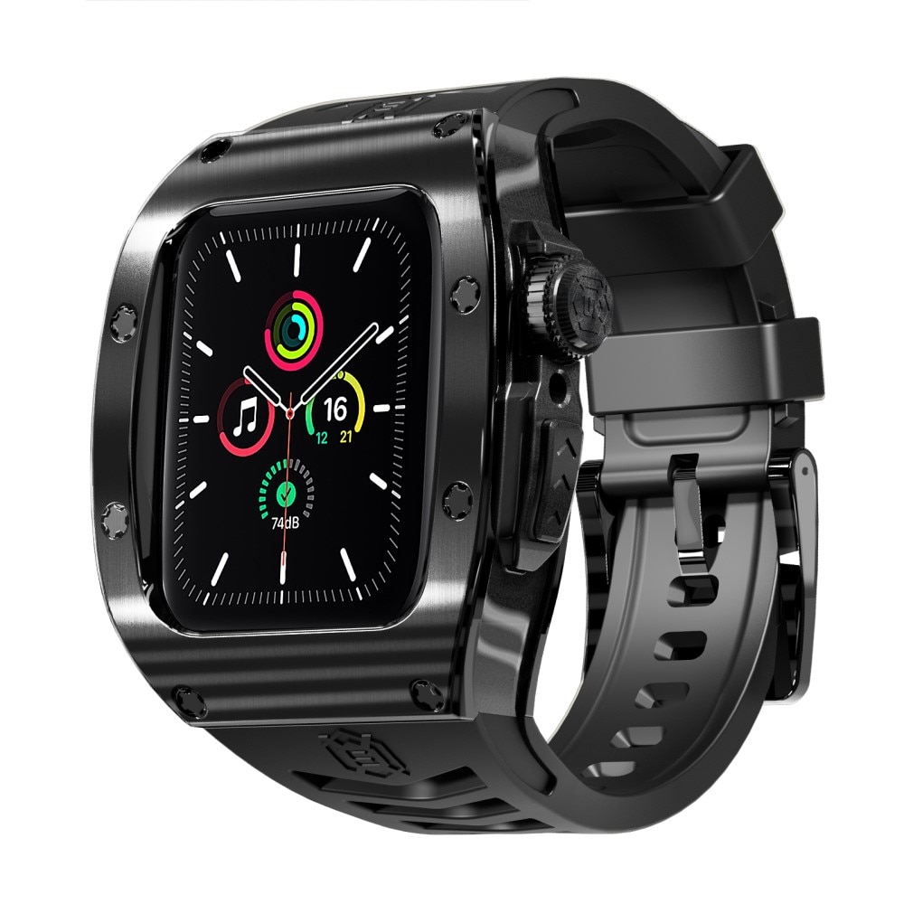 High Brushed Metal Case w Strap Apple Watch SE 44mm Black