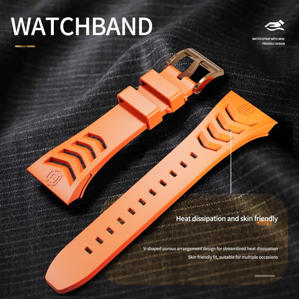 High Brushed Metal Case w Strap Apple Watch SE 44mm Rose/Orange