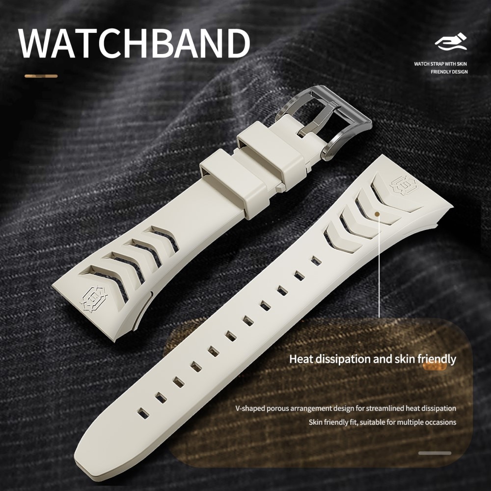 High Brushed Metal Case w Strap Apple Watch SE 44mm Steel/White