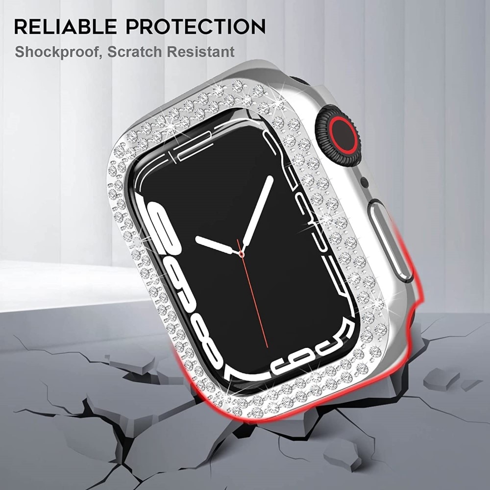 Apple Watch 41mm Series 9 Rhinestone cover sølv