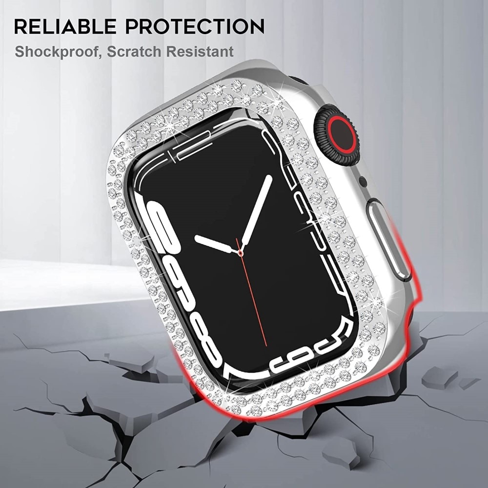 Apple Watch 41mm Series 8 Rhinestone cover sølv