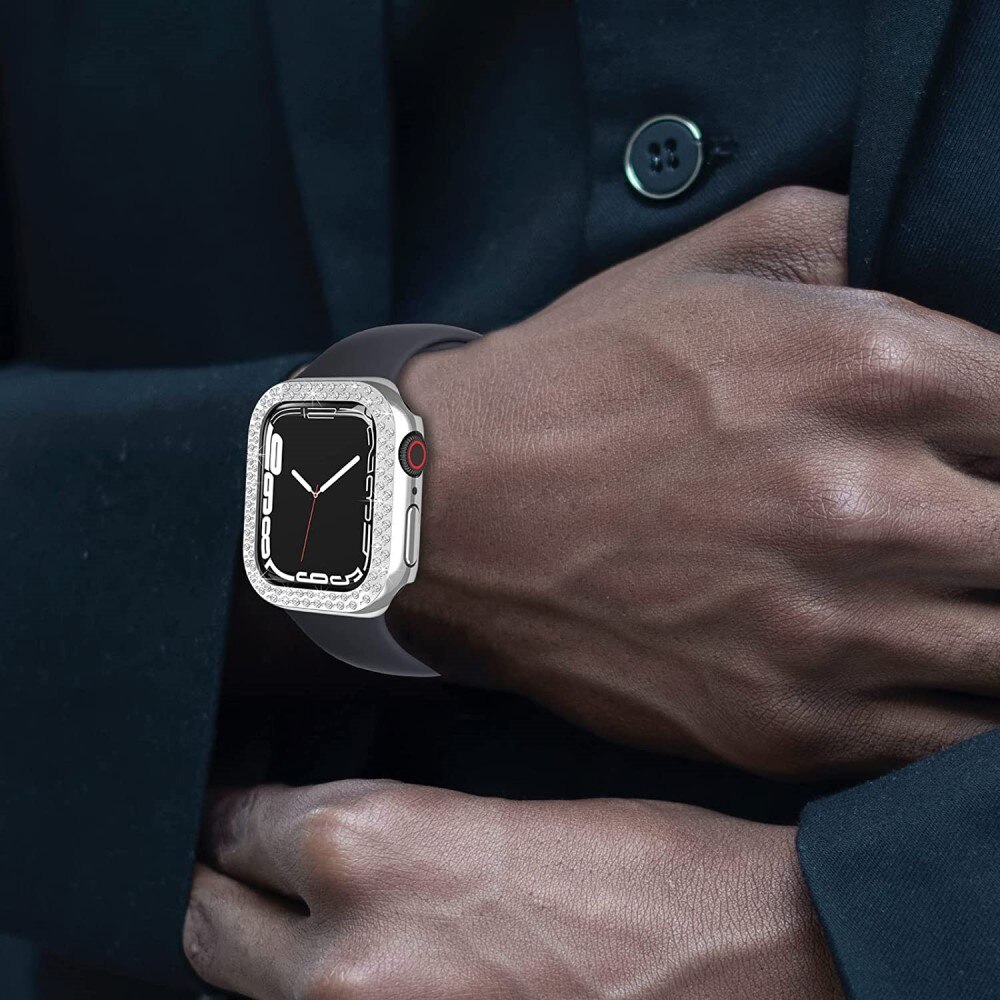 Apple Watch 45mm Series 8 Rhinestone cover sølv