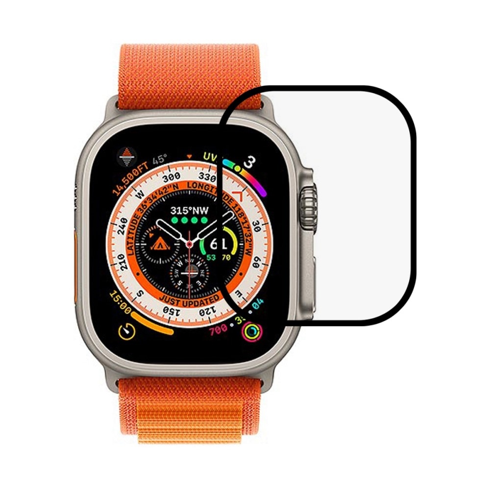 Full-fit Hærdet Glas Skærmbeskytter Apple Watch Ultra 49mm sort