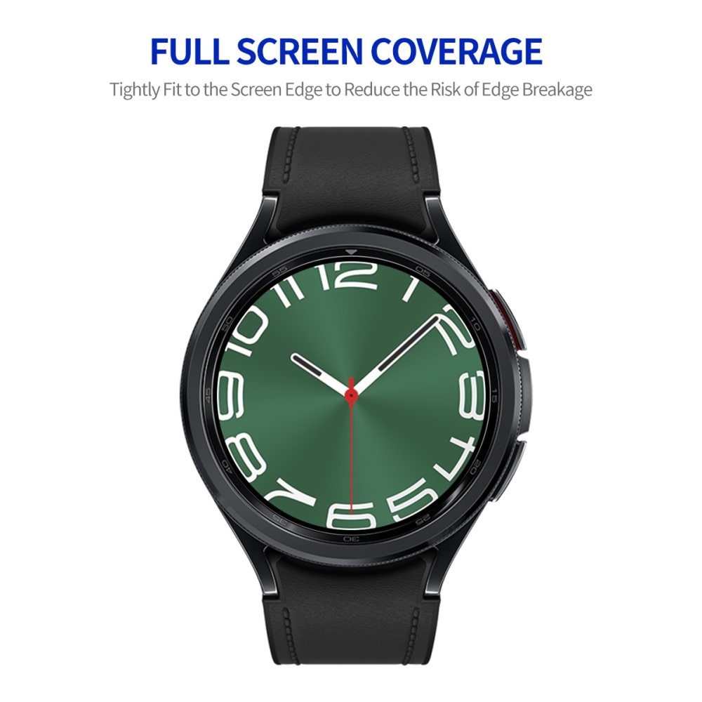 Full-fit Hærdet Glas Skærmbeskytter Samsung Galaxy Watch 6 Classic 47mm sort