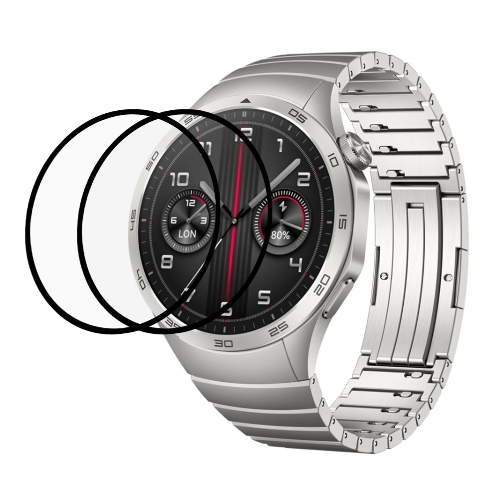 Full-fit Hærdet Glas Skærmbeskytter Huawei Watch GT 4 46mm sort (2-pack)