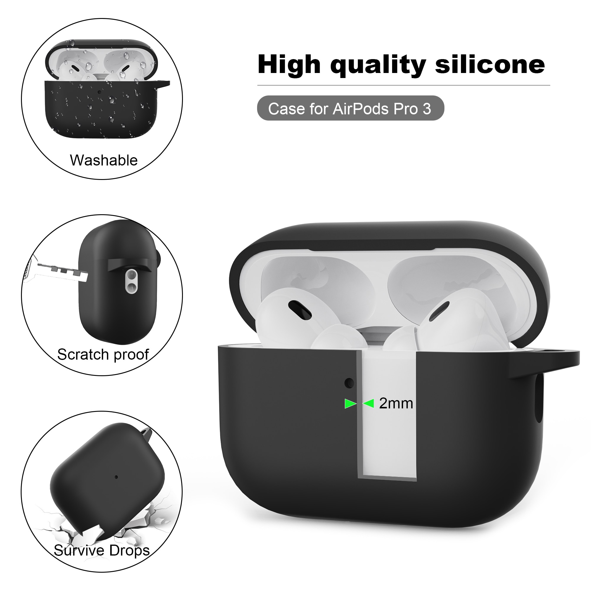 Silikonecover med karabinhage Apple AirPods Pro 3 Orange
