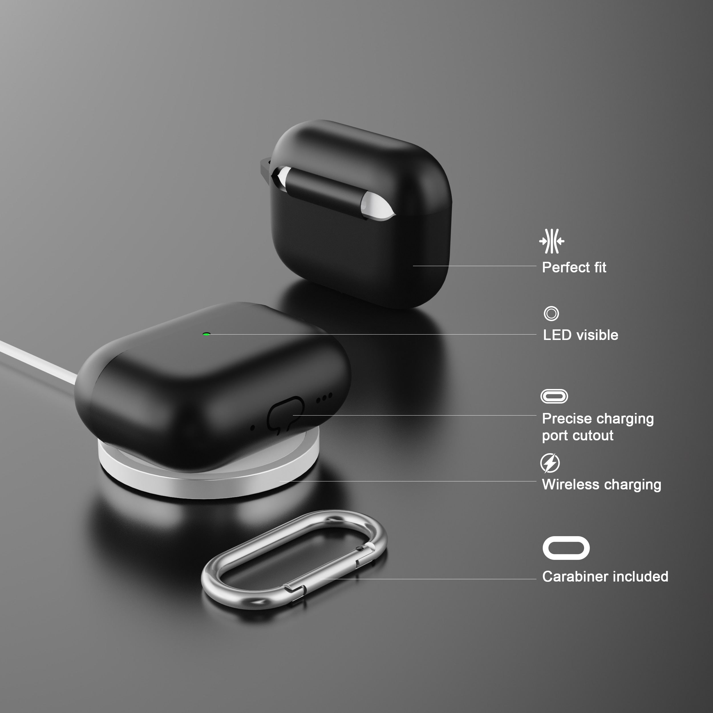 Silikonecover med karabinhage Apple AirPods Pro 3 Grøn