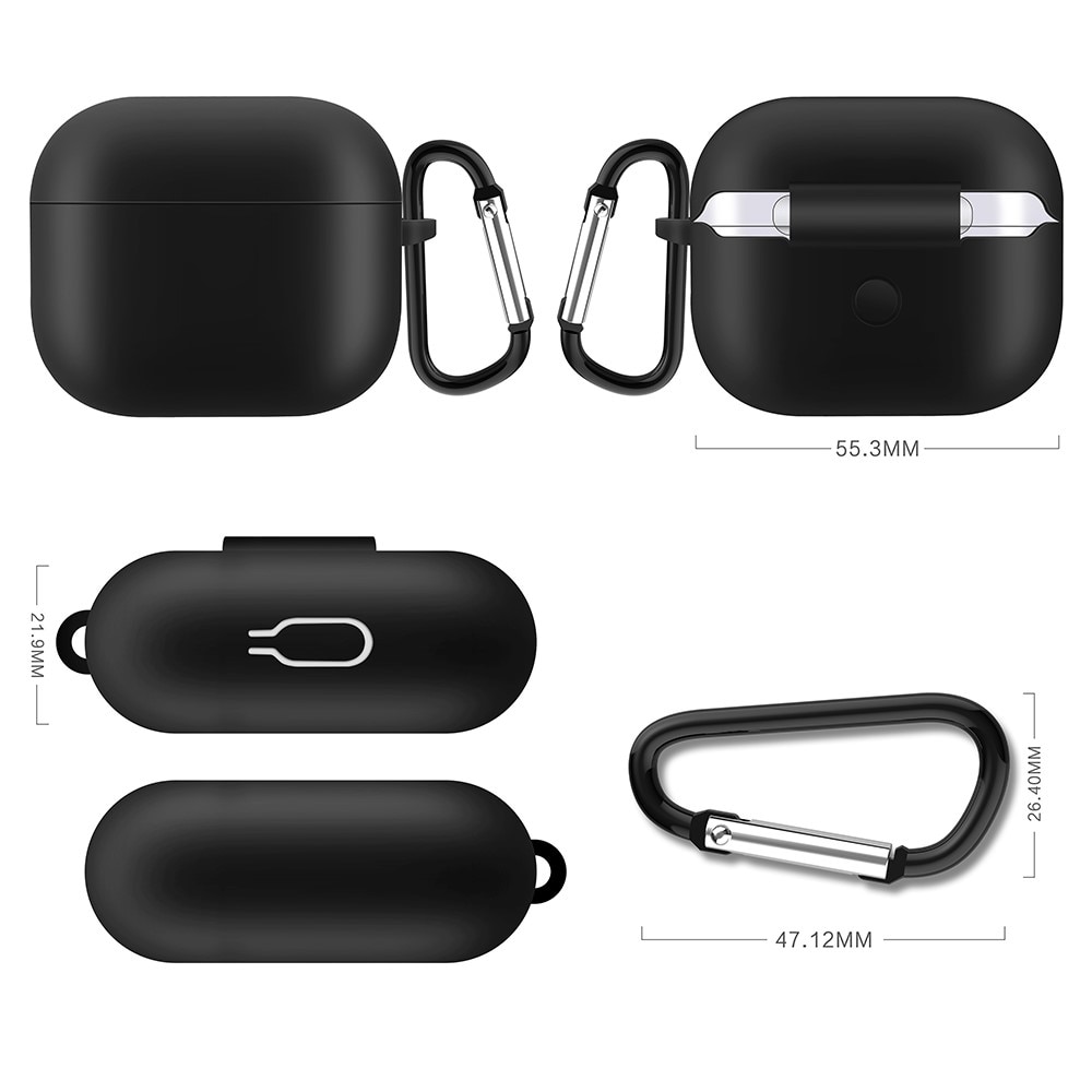 Silikone cover med karabinhage Apple AirPods 3 sort